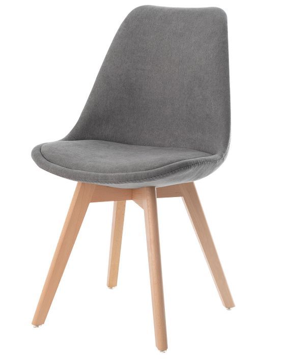 Chaise scandinave en tissu doux et bois de Hêtre Romba – Confort et élégance - Photo n°1