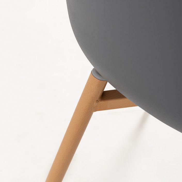 Chaise scandinave grise avec coussin simili cuir gris et pieds bois naturel Keny - Photo n°6