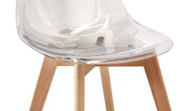 Chaise scandinave plexiglass transparent et naturel Oxy - Lot de 4 - Photo n°4