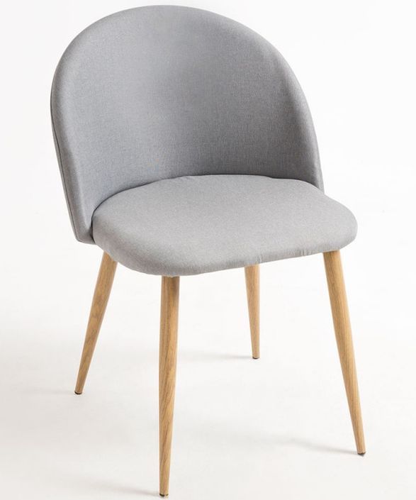 Chaise scandinave tissu gris et pieds métal clair Kazon - Lot de 2 - Photo n°1