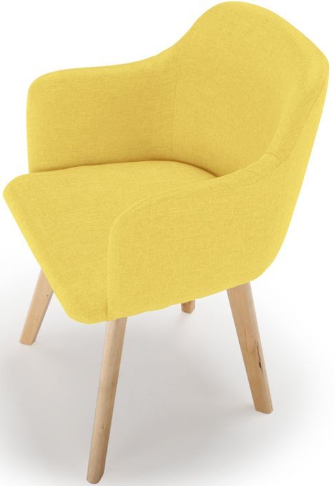 Chaise scandinave tissu jaune Carina - Photo n°4