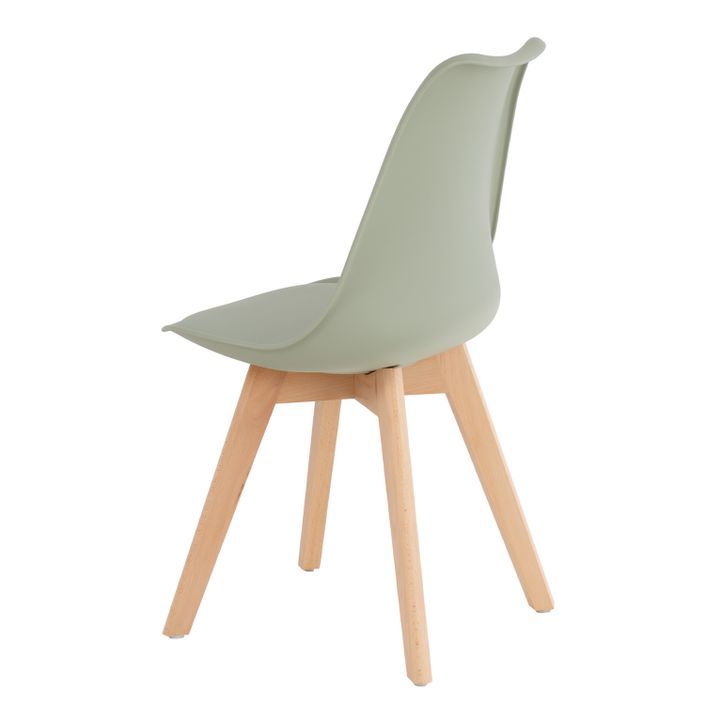 Chaise scandinave vert menthe avec coussin simili cuir et pieds hêtre naturel Karena - Photo n°2