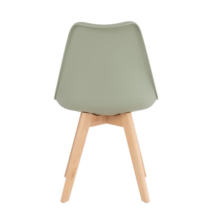 Chaise scandinave vert menthe avec coussin simili cuir et pieds hêtre naturel Karena - Photo n°5