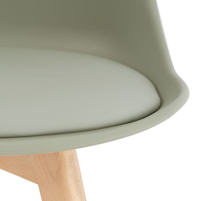 Chaise scandinave vert menthe avec coussin simili cuir et pieds hêtre naturel Karena - Photo n°6