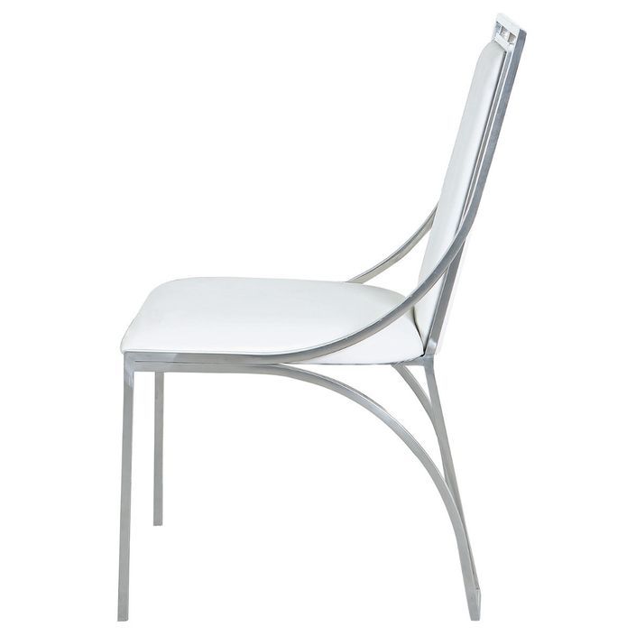 Chaise simili blanc et pieds métal argenté Carita - Lot de 2 - Photo n°3