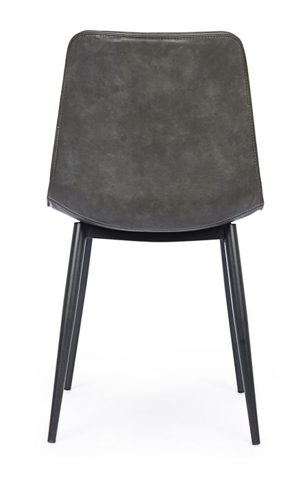 Chaise simili cuir anthracite et pieds acier Kyra - Lot de 2 - Photo n°7