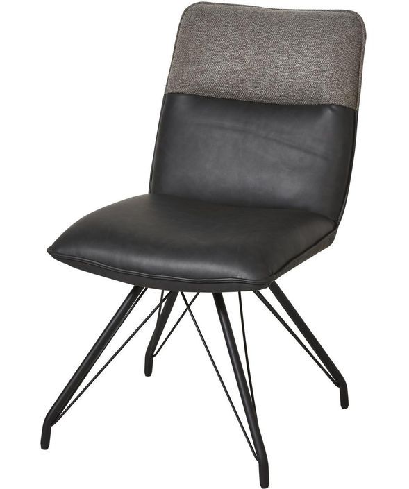 Chaise simili cuir noir et pieds métal noir Collin - Lot de 2 - Photo n°4