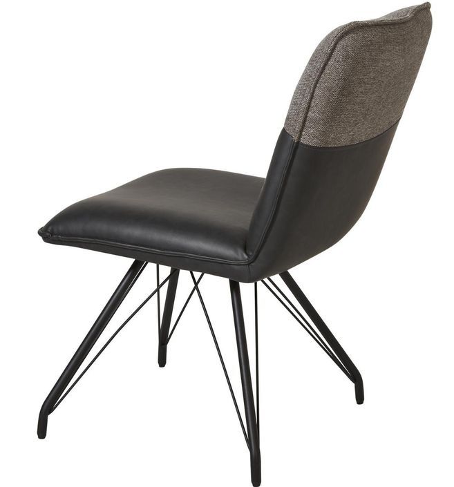 Chaise simili cuir noir et pieds métal noir Collin - Lot de 2 - Photo n°5