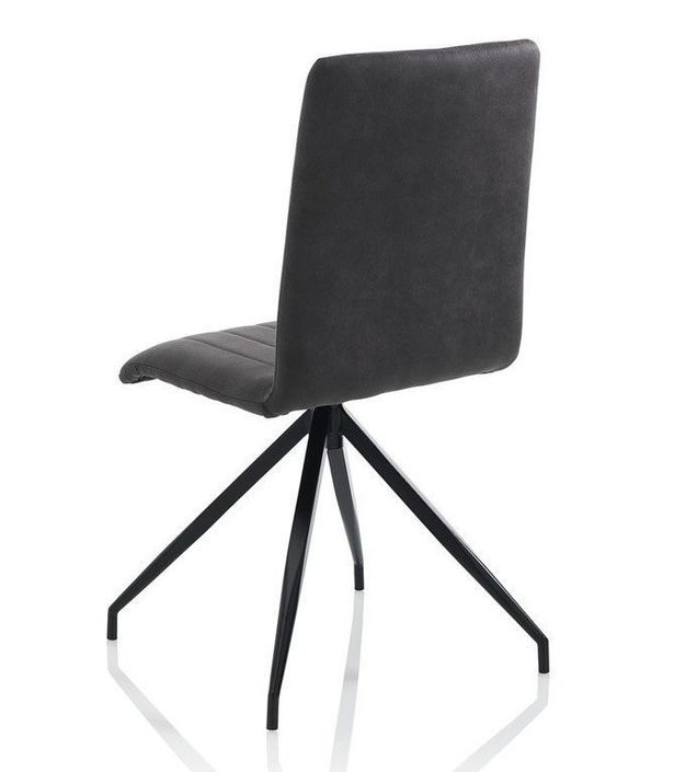 Chaise simili cuir anthracite et pieds métal noir Kirane - Lot de 2 - Photo n°2