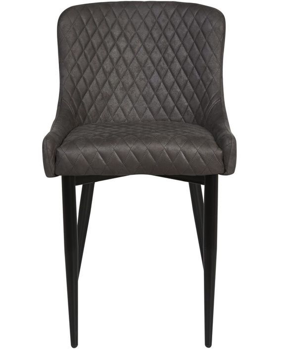 Chaise simili cuir anthracite et pieds métal noir Oriel - Lot de 2 - Photo n°1