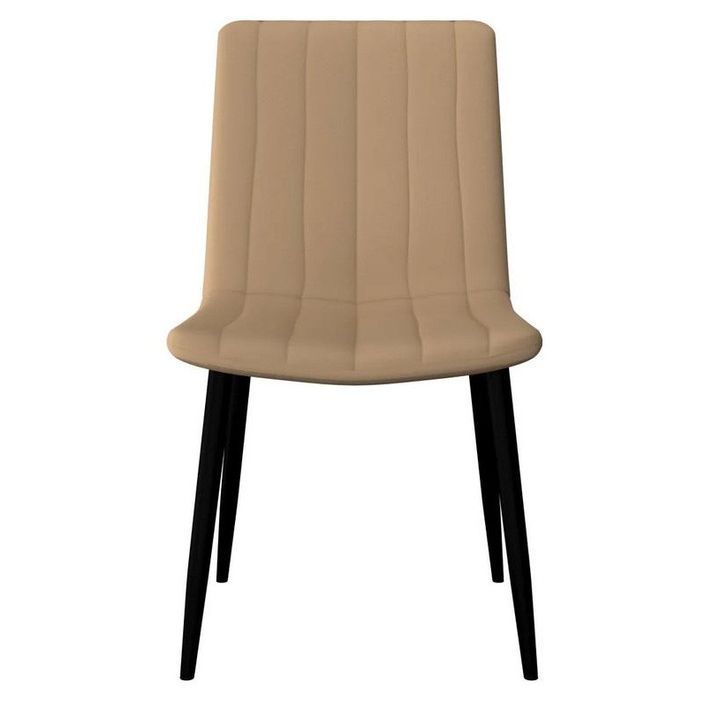 Chaise simili cuir beige et pieds métal noir Tojo - Lot de 2 - Photo n°2