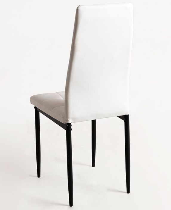 Chaise simili cuir blanc capitonné et pieds acier noir Kentor - Photo n°3