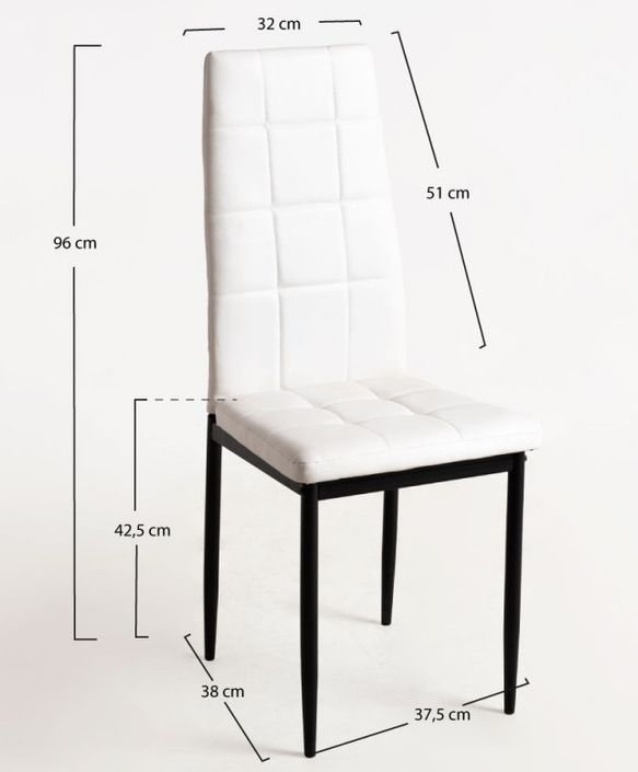 Chaise simili cuir blanc capitonné et pieds acier noir Kentor - Photo n°4