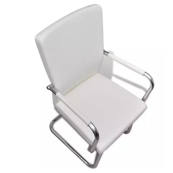 Chaise simili cuir blanc et métal chromé Bea - Lot de 2 - Photo n°3