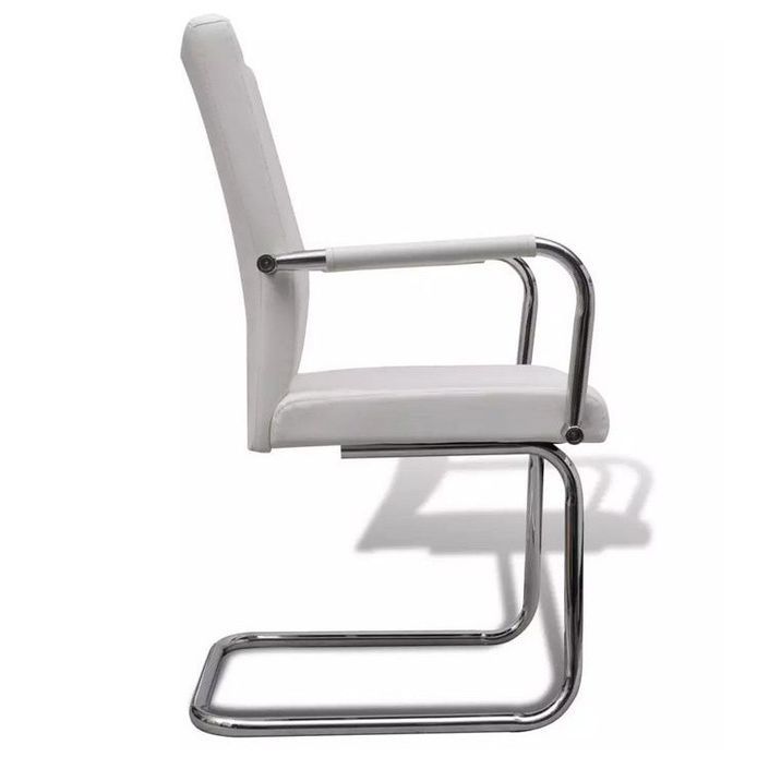 Chaise simili cuir blanc et métal chromé Bea - Lot de 4 - Photo n°2