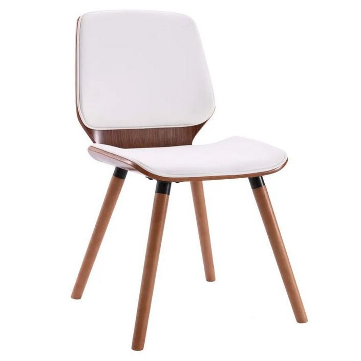 Chaise simili cuir blanc et pieds bois clair Amita - Lot de 2 - Photo n°1