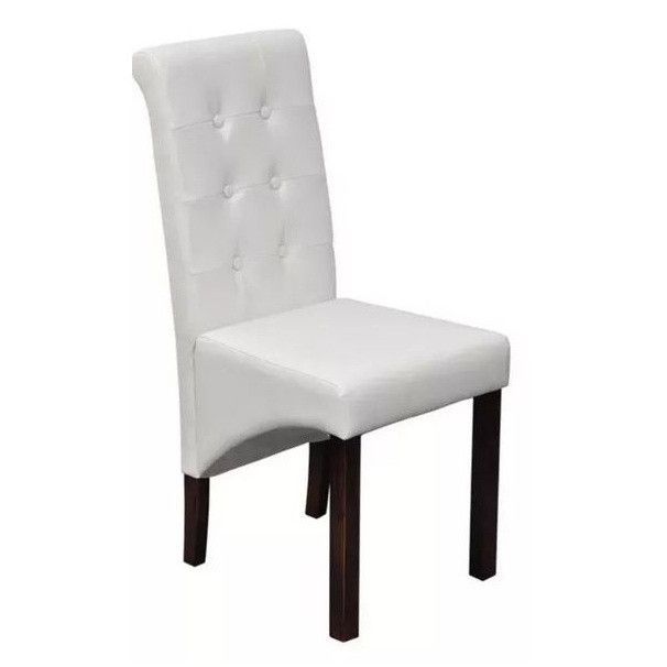Chaise simili cuir blanc et pieds bois massif Zinar - Lot de 2 - Photo n°1