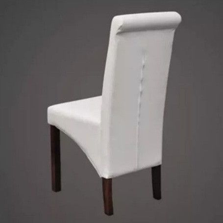 Chaise simili cuir blanc et pieds bois massif Zinar - Lot de 4 - Photo n°2