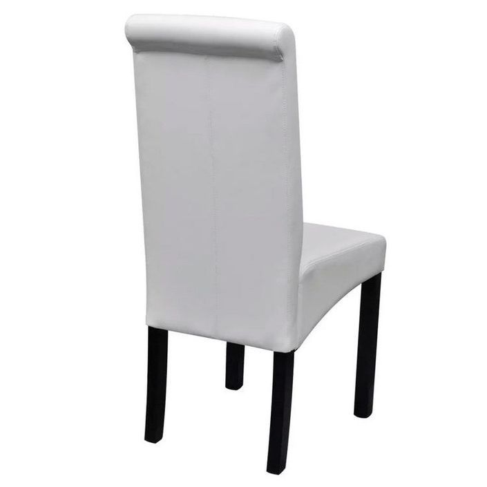 Chaise simili cuir blanc et pieds bois noir Acheet - Lot de 2 - Photo n°2