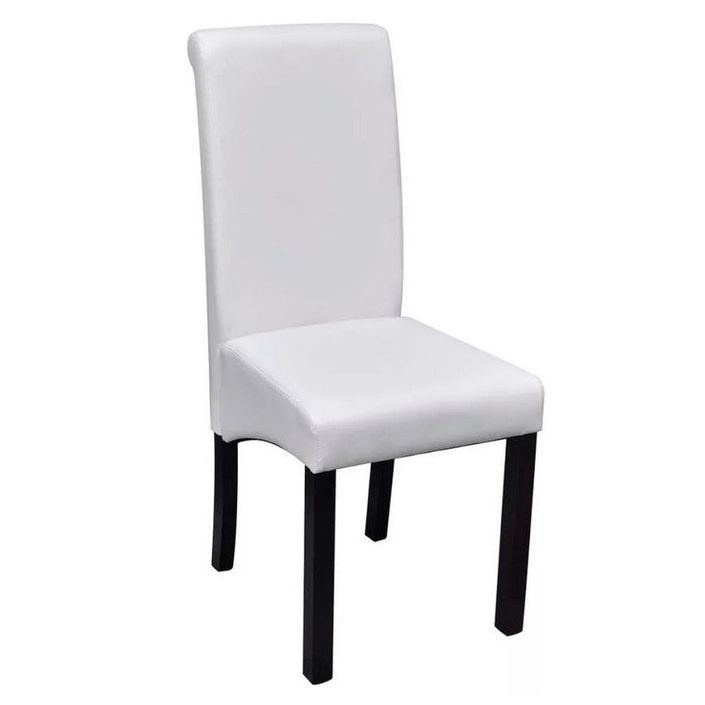 Chaise simili cuir blanc et pieds bois noir Acheet - Lot de 4 - Photo n°1