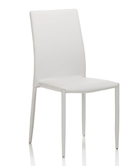 Chaise simili cuir blanc et pieds métal blanc Danan - Lot de 4 - Photo n°1