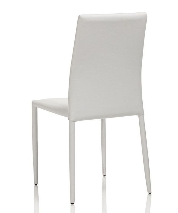 Chaise simili cuir blanc et pieds métal blanc Danan - Lot de 4 - Photo n°2