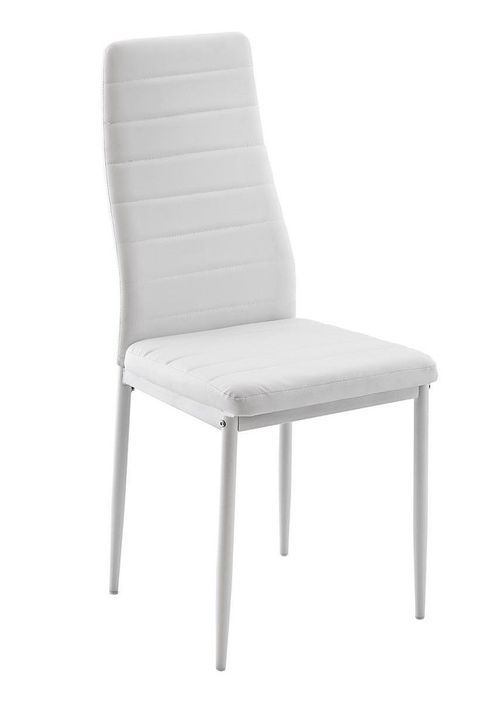 Chaise simili cuir blanc et pieds métal blanc Rolina - Lot de 4 - Photo n°1