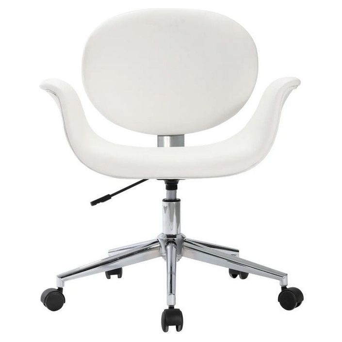 Chaise simili cuir blanc et pieds métal chromé Eris - Lot de 2 - Photo n°2