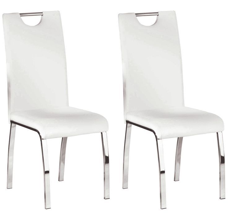 Chaise simili cuir blanc et pieds métal chromé Lust - Lot de 2 - Photo n°1