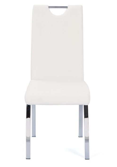 Chaise simili cuir blanc et pieds métal chromé Lust - Lot de 2 - Photo n°3