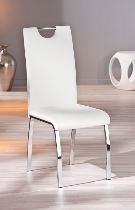 Chaise simili cuir blanc et pieds métal chromé Lust - Lot de 2 - Photo n°5