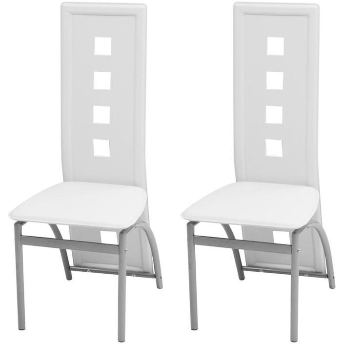 Chaise simili cuir blanc et pieds métal Ceaney - Lot de 2 - Photo n°1