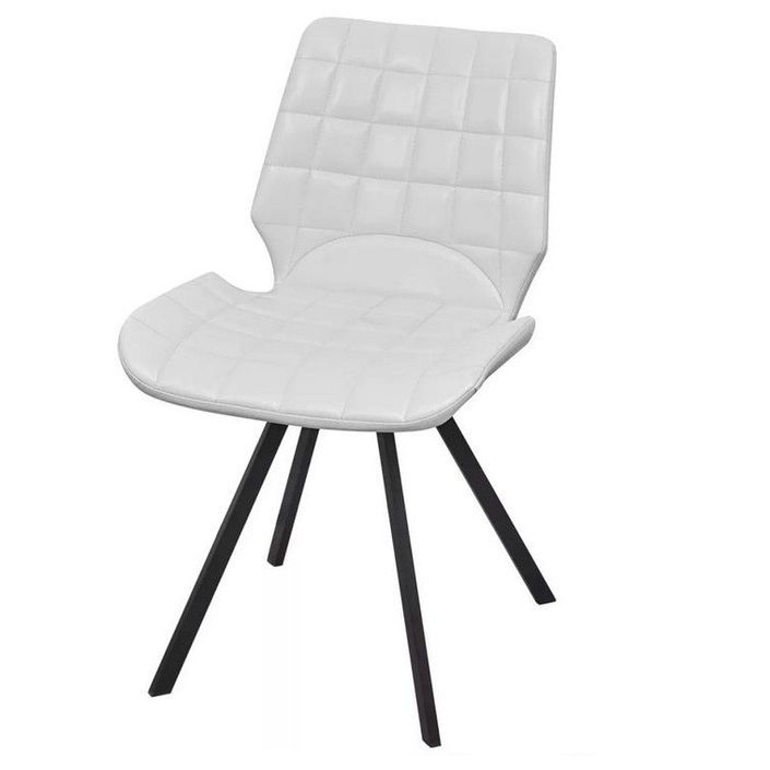 Chaise simili cuir blanc et pieds métal noir Jeje - Lot de 2 - Photo n°1