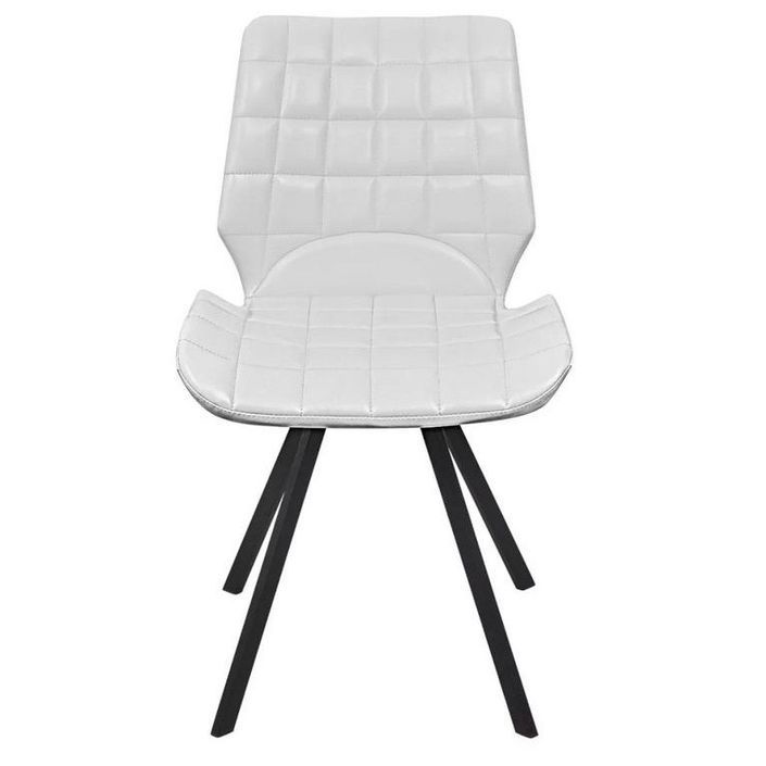 Chaise simili cuir blanc et pieds métal noir Jeje - Lot de 2 - Photo n°2