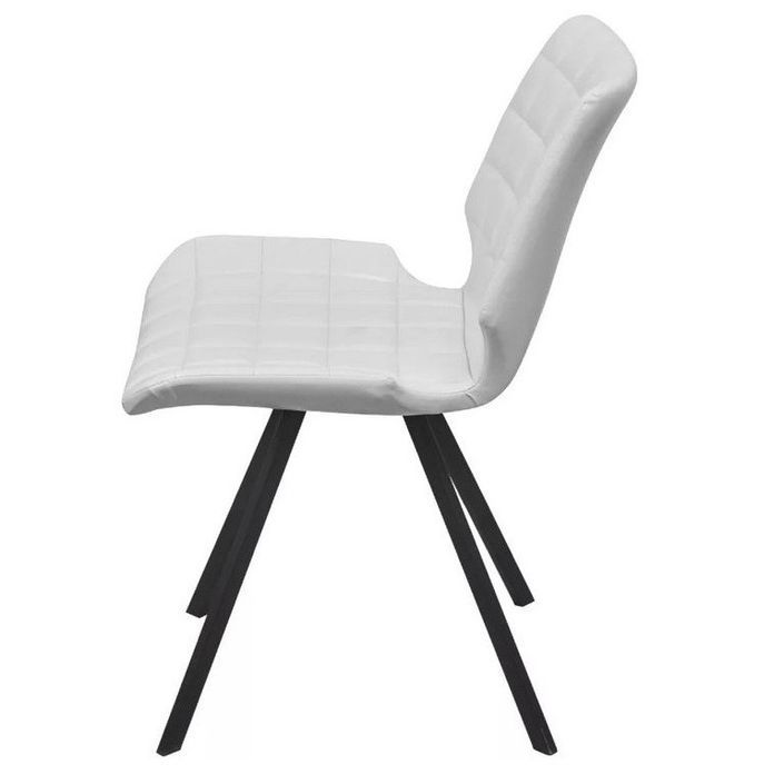 Chaise simili cuir blanc et pieds métal noir Jeje - Lot de 4 - Photo n°3