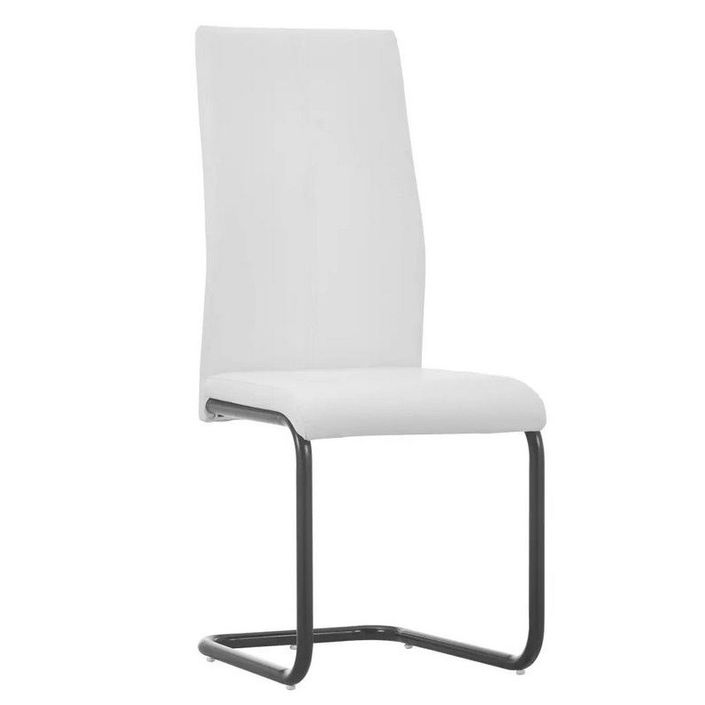Chaise simili cuir blanc et pieds métal noir Adma - Lot de 4 - Photo n°1