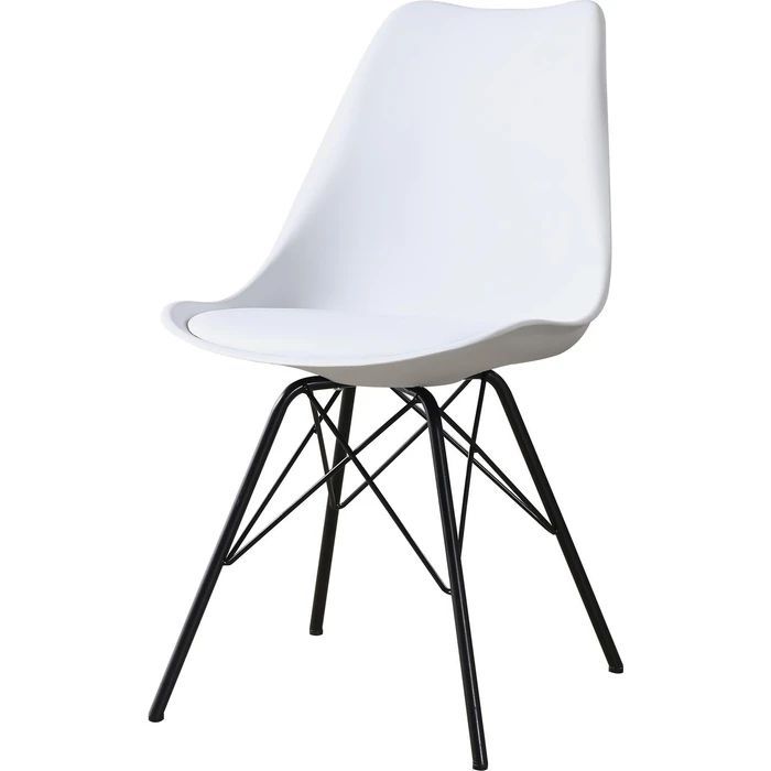 Chaise simili cuir blanc et pieds métal noir Neman - Lot de 4 - Photo n°1