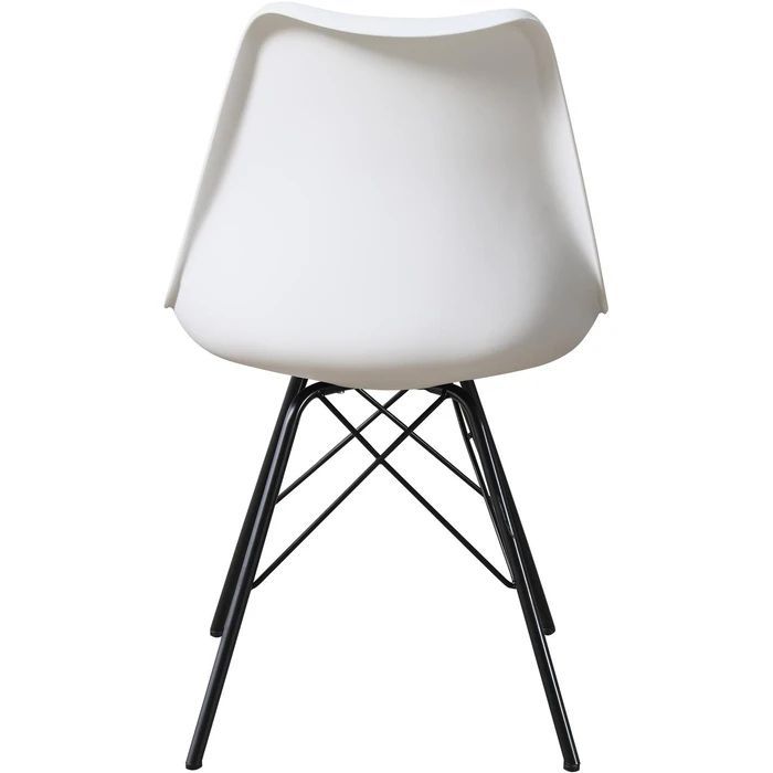 Chaise simili cuir blanc et pieds métal noir Neman - Lot de 4 - Photo n°3