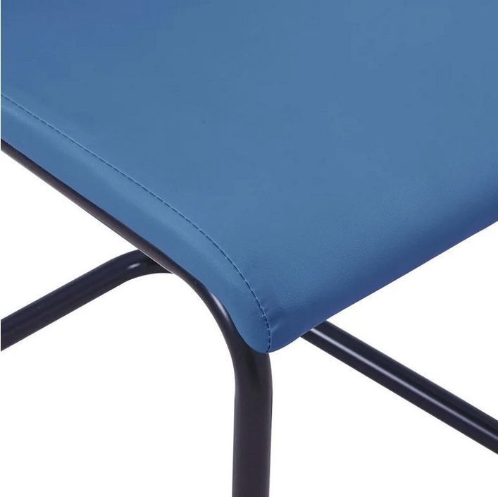 Chaise simili cuir bleu et pieds métal noir Adma - Lot de 2 - Photo n°4