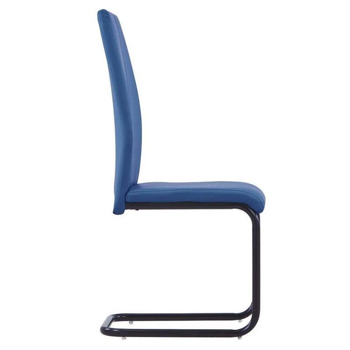 Chaise simili cuir bleu et pieds métal noir Adma - Lot de 2 - Photo n°5