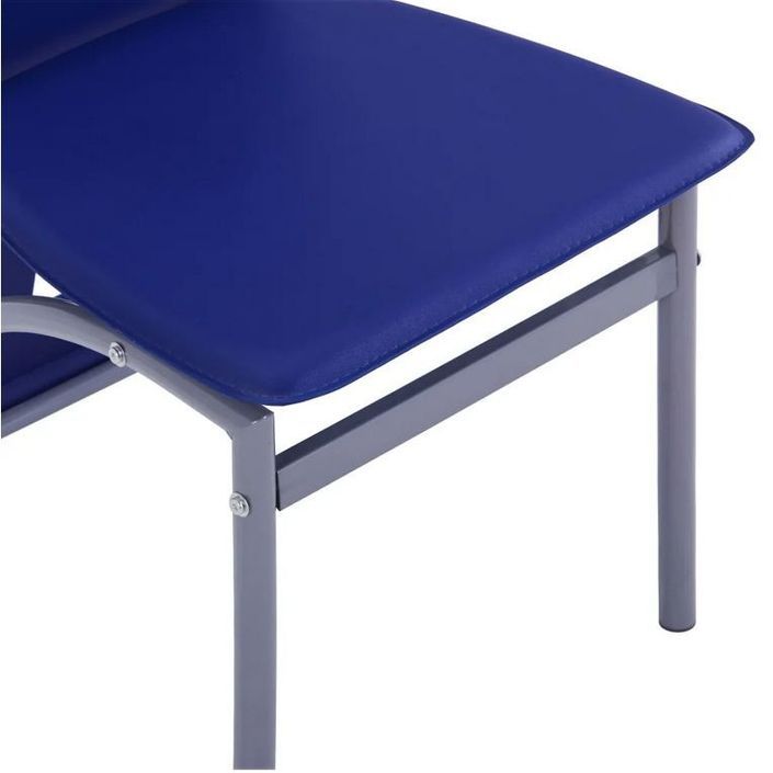Chaise simili cuir bleu foncé et pieds métal Ceaney - Lot de 2 - Photo n°6