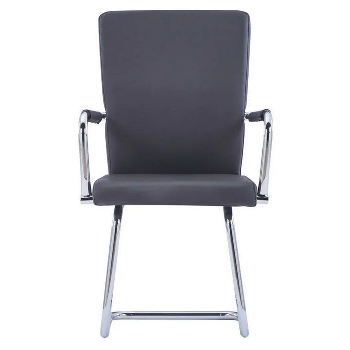 Chaise simili cuir gris et métal chromé Bea - Lot de 2 - Photo n°2