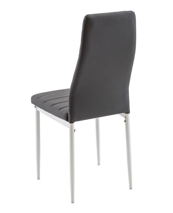 Chaise simili cuir gris et pieds métal blanc Rolina - Lot de 4 - Photo n°2