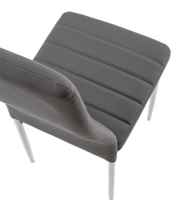 Chaise simili cuir gris et pieds métal blanc Rolina - Lot de 4 - Photo n°3