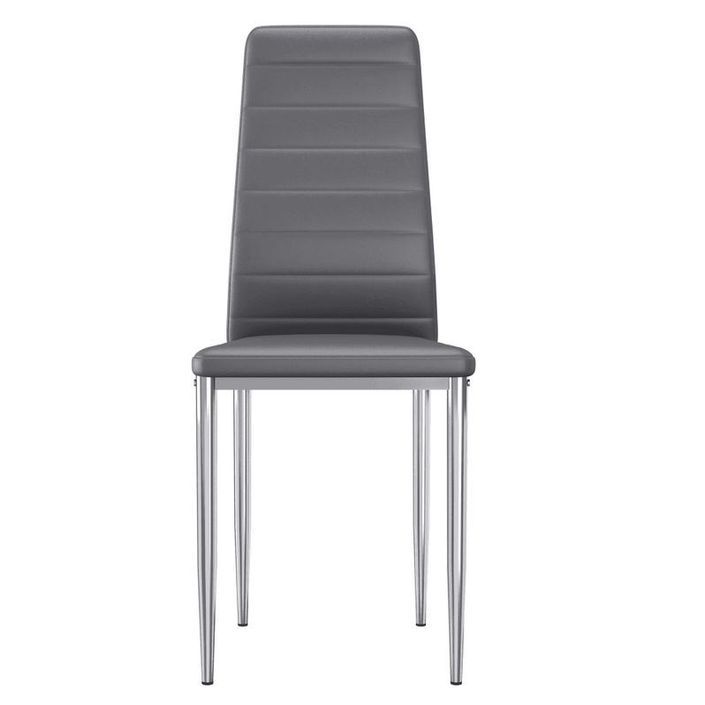 Chaise simili cuir gris et pieds métal chromé Olyr - Lot de 2 - Photo n°2