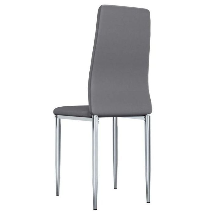 Chaise simili cuir gris et pieds métal chromé Olyr - Lot de 4 - Photo n°4