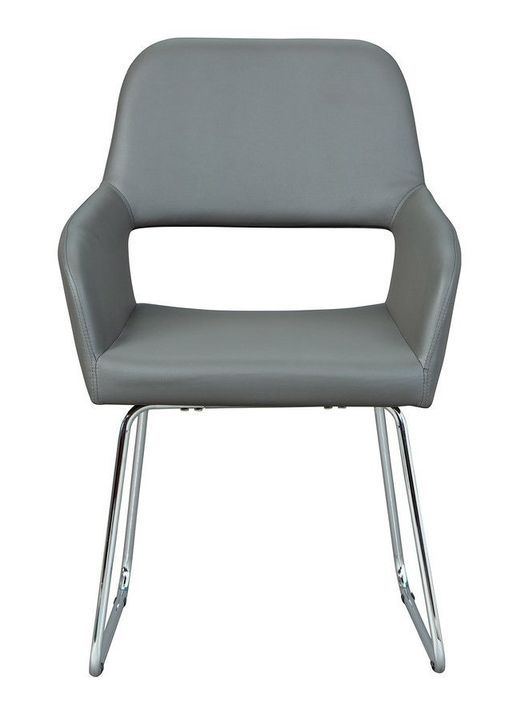 Chaise simili cuir gris et pieds métal chromé Seden - Lot de 2 - Photo n°2