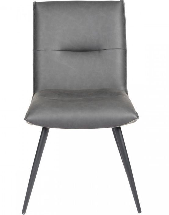 Chaise simili cuir gris et pieds métal Kidia - Lot de 2 - Photo n°2