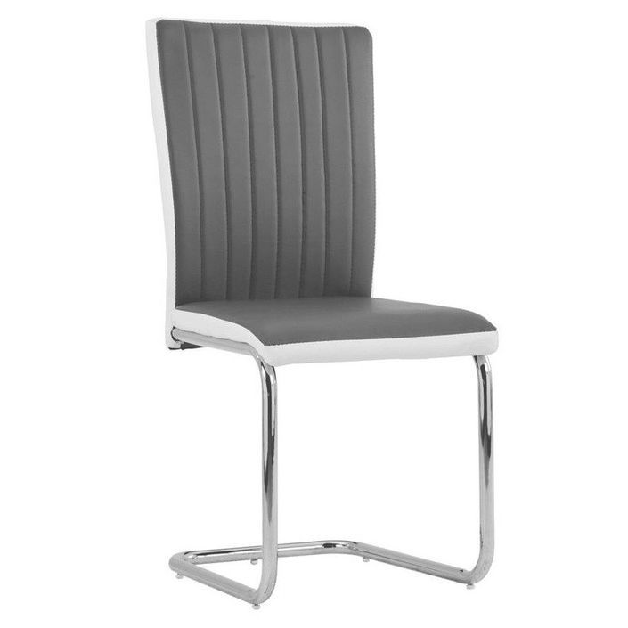 Chaise simili cuir gris et pieds métal Nitra - Lot de 2 - Photo n°2