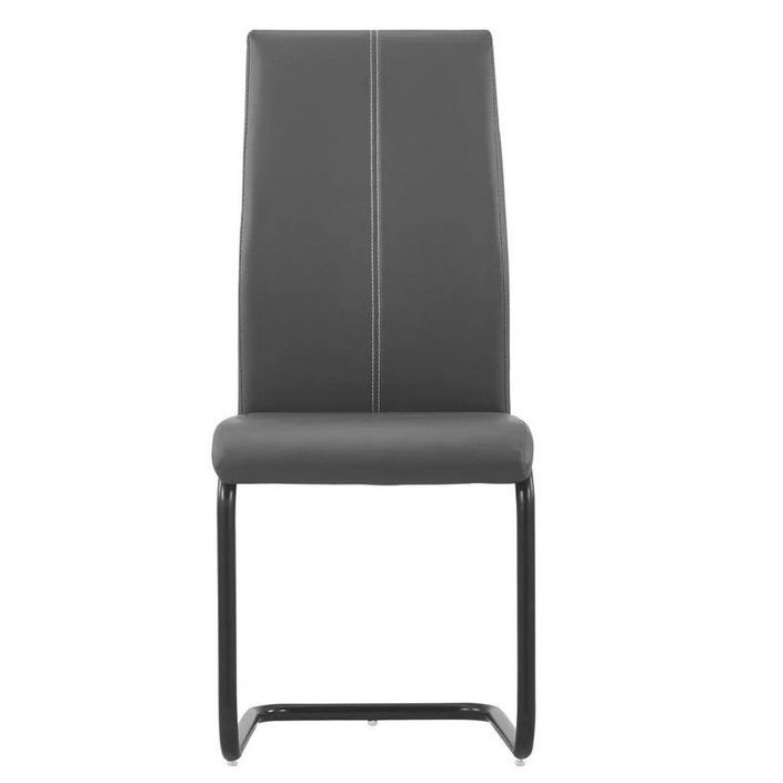 Chaise simili cuir gris et pieds métal noir Adma - Lot de 2 - Photo n°2